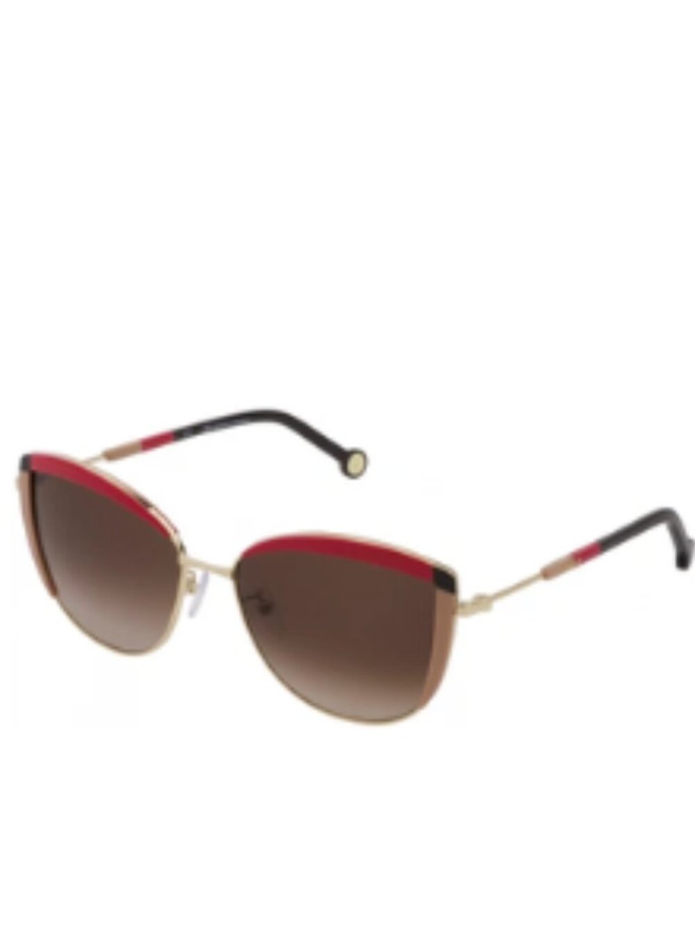 Carolina Herrera Womens Sunglasses Red/Gold Frame Brown Gradient Shades NEW